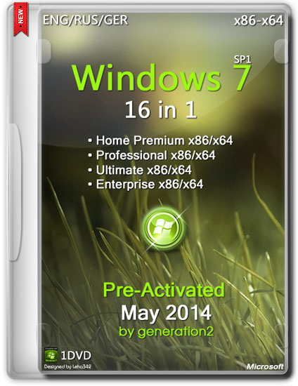 Windows 7 SP1 16in1 x86/x64 ESD Pre-Activated May 2014